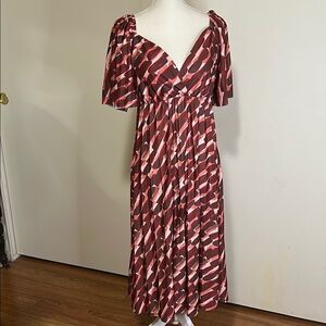 ASOS Burgundy Flutter Sleeve Sundress